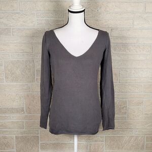 COMPTOIR DES COTONNIERS GREY SWEATER 100% Cotton Long Sleeve V-Neck